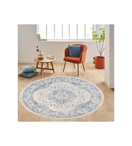 Rovigo Home Dijital Baskı Yıkanabilir Kaymaz Taban Yuvarlak Halı RVG7167 (Mavi)