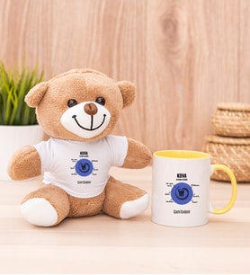 Kişiye Özel Kova Burcuna Hediye Peluş Ayı ve Sarı Kupa