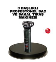 Mey İthalat® Kablosuz Profesyonel Erkek Bakım Seti – 3 Başlıklı, 3D Akıllı Kesim, Taşınabilir