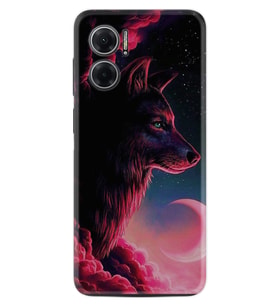 Xiaomi Redmi Note 11E Kılıf Resimli Desenli Baskılı Silikon Wolf and Moon 1380