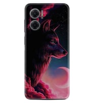 Xiaomi Redmi Note 11E Kılıf Resimli Desenli Baskılı Silikon Wolf and Moon 1380