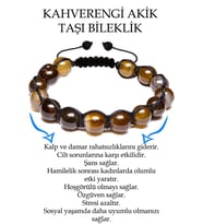 Sertifikalı Kahverengi Akik Taşı Bileklik - Makrome (Çok Renkli)
