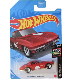 Hot Wheels '64 Corvette Sting Ray - Uzun Kart - Kırmızı - HW Race Day 2/10 - GRX90 - 2020