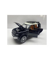 Land Rover Defender Metal Araba 23 Cm Sesli Işıklı Kapı Bagaj Kaput Açılır Oyuncak Demir Araç (Siyah - Beyaz)