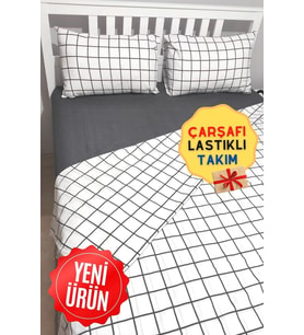 Karo Siyah Pamuklu Nevresim Takımı