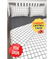 Karo Siyah Pamuklu Nevresim Takımı