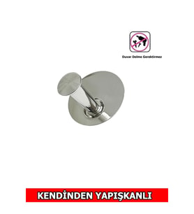 YAPIŞKANLI YUVARLAK TEKLİ ASKILIK KROM RENGİ 4 ADET