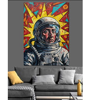Pop Art Renkli  Astronot  Dekoratif Kanvas - Mdf Ahşap Tablo