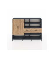 Hyperion Dolap 10 Raflı 2 Çekmeceli 2 Kapaklı 220x44x163 Antrasit-Çam