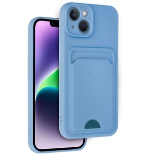 iPhone 14 Kılıf Kelvin Kartvizitli Silikon - Mavi