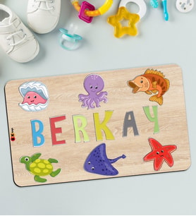 BK Toys Çocuklara Özel İsimli Büyük Boy Ahşap Eğitici Yapboz Puzzle 50x30cm - Model 7