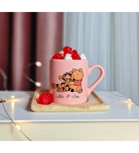 Winnie The Pooh & Tigger Tasarımlı Kişiye Özel Pembe Türk Kahvesi Fincanı