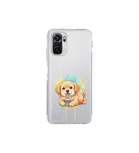 Redmi Note 10 ile Uyumlu Splash Köpek Tasarımlı Şeffaf Silikon Kılıf