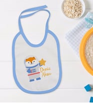 BK Kids Kişiye Özel Mavi Bebek Mama Önlüğü - Model 193
