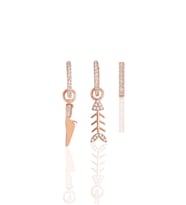 Gümüş rose zirkon taşlı kombin üçlü küpe seti SGTL11671ROSE