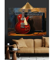 Elektro Gitar Amfi Rock Müzik Dekoratif Kanvas - Mdf Ahşap Tablo