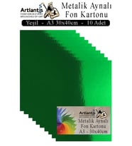 Metalik Aynalı Fon Kartonu 10 lu A3 30x42 cm 1 Paket Okul Sınıf Dekoratif Pırıltılı Folyo Kağıt Dekoratif Anasınıfı Kreş (Yeşil)