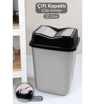 Pratik 30 Litre Çift Kapaklı Plastik Çöp Kovası - Ev, Ofis, Banyo, Mutfak