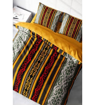 Lastikli Çarşaflı %100 Pamuk Saten Çift Kişilik Nevresim Takımı Ribbon Baroque Style