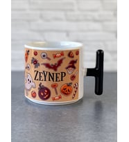 İsme Özel Karışık Desenli Halloween T Kupa, Cadılar Bayramı Kupası