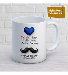 Kişiye Özel İsim Yazılabilir Babalar Günün Kutlu Olsun Canım Babam Kupa Bardak