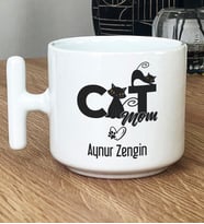 Kişiye Özel Cat Mom Hediye T Kupa Bardak Kedi Annesi -5- (Beyaz)