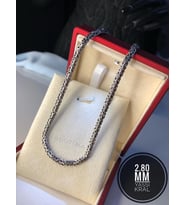 2.8mm Yassı Ezme Kral Model 925 Ayar Gümüş • Işıklı Kutuda Sevgiliye • Eşe • Babaya • Erkek Kolye
