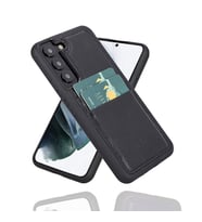 Bouletta Samsung Galaxy S22 Uyumlu Deri Kartlıklı Arka Kapak RST1 Siyah