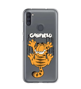Samsung Galaxy M21 Uyumlu Garfield Desenli Şeffaf Telefon Kılıfı