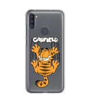 Samsung Galaxy M21 Uyumlu Garfield Desenli Şeffaf Telefon Kılıfı