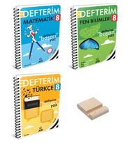 LGS 8. Sınıf Matematik Fen Bilimleri ve Türkçe Defterim 3lü Set