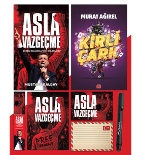 Asla Vazgeçme - Ayraç - Kartpostal - Poster - Kirli Çark - Atatürk İmza Baskılı Kalem