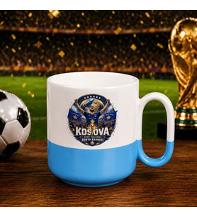 BK Gift Kosova Taraftar Temalı Dünya Futbol Kupası Tasarımlı Mavi Joyful Kupa Bardak-4