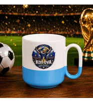 BK Gift Kosova Taraftar Temalı Dünya Futbol Kupası Tasarımlı Mavi Joyful Kupa Bardak-4