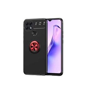 Oppo A15 Uyumlu Kılıf Zore Ravel Silikon Kapak (Siyah-Kırmızı)
