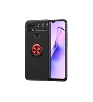 Oppo A15 Uyumlu Kılıf Zore Ravel Silikon Kapak (Siyah-Kırmızı)