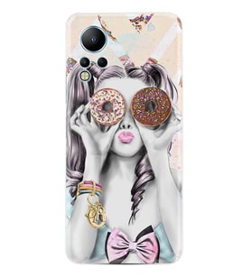 Infınix Note 12 Kılıf Resimli Desenli Baskılı Silikon Donut Girl 1408