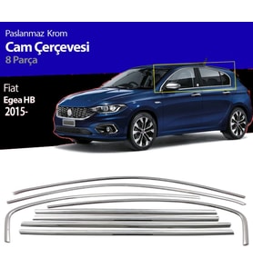Fiat Egea HB Cam Çıtası Çerçevesi Komple Set Kromu Nikelajı 8 Parça