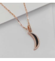 Gümüş Ay Model Mineli Ve Zirkon Taşlı Kolye 925 Ayar (Karışık)
