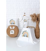Pia Baby Premium %100 Pamuk Kişiye Özel Tulumlu Yenidoğan Bebek Hediye Seti 5074-03 (Ekru)