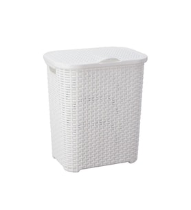 Omnipazar SY-4626 Plastik Küçük Hasır Desen Kirli Çamaşır Sepeti