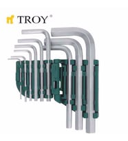 TROY 26201 Allen Anahtar Seti (Düz, 9 Parça) (Gri - Yeşil)