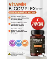 B COMPLEX VİTAMİN (Aktif B12 + Metilfolat + P5P + Biotin + B5) / 60 Çiğneme Tableti 1 ALANA 1 BEDAVA