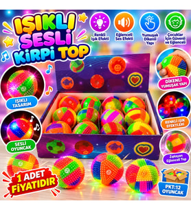 Mey İthalat® CAN-3425 IŞIKLI SESLİ KİRPİ TOP PKT:12 OYUNCAK 1 ADET FİYATIDIR