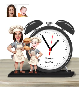 Kişiye Özel Ahşap Saat-Anne Kız Kombin Anneler Günü-1