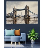 Tower Bridge Ve Londra Manzarası Dekoratif Kanvas - Mdf Ahşap Tablo