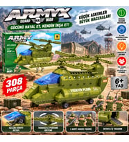 Askeri Helikopter Yapım Seti 308 Parça Savaş Helikopteri Asker Figürleri ve Detaylı Blok Seti