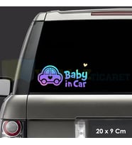 Kalp Araba Arabada Bebek Var Hologram Oto Sticker Araba Çıkartma Renkli Etiket 20 x 9 Cm