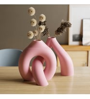 3D Baskı Interlocking Vazo - İç İçe Geçen Dekoratif Vazo-Pembe