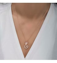 Gümüş Rose Kedi Kadın Kolye